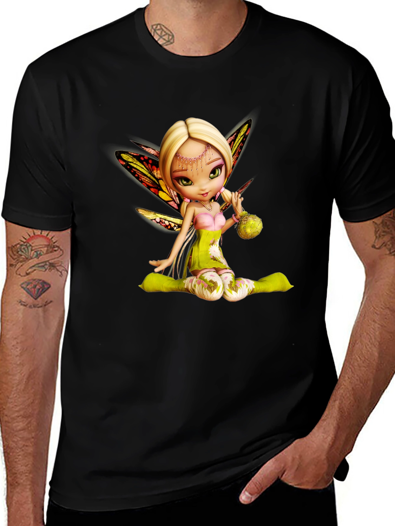 Fairy Graphic Tee - Whimsical Black T-Shirt
