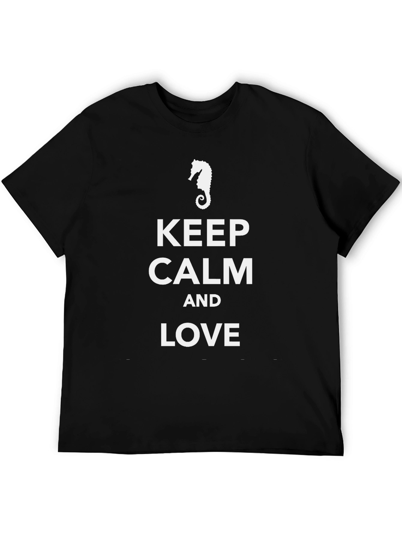 Keep Calm and Love Seahorses - Black T-Shirt