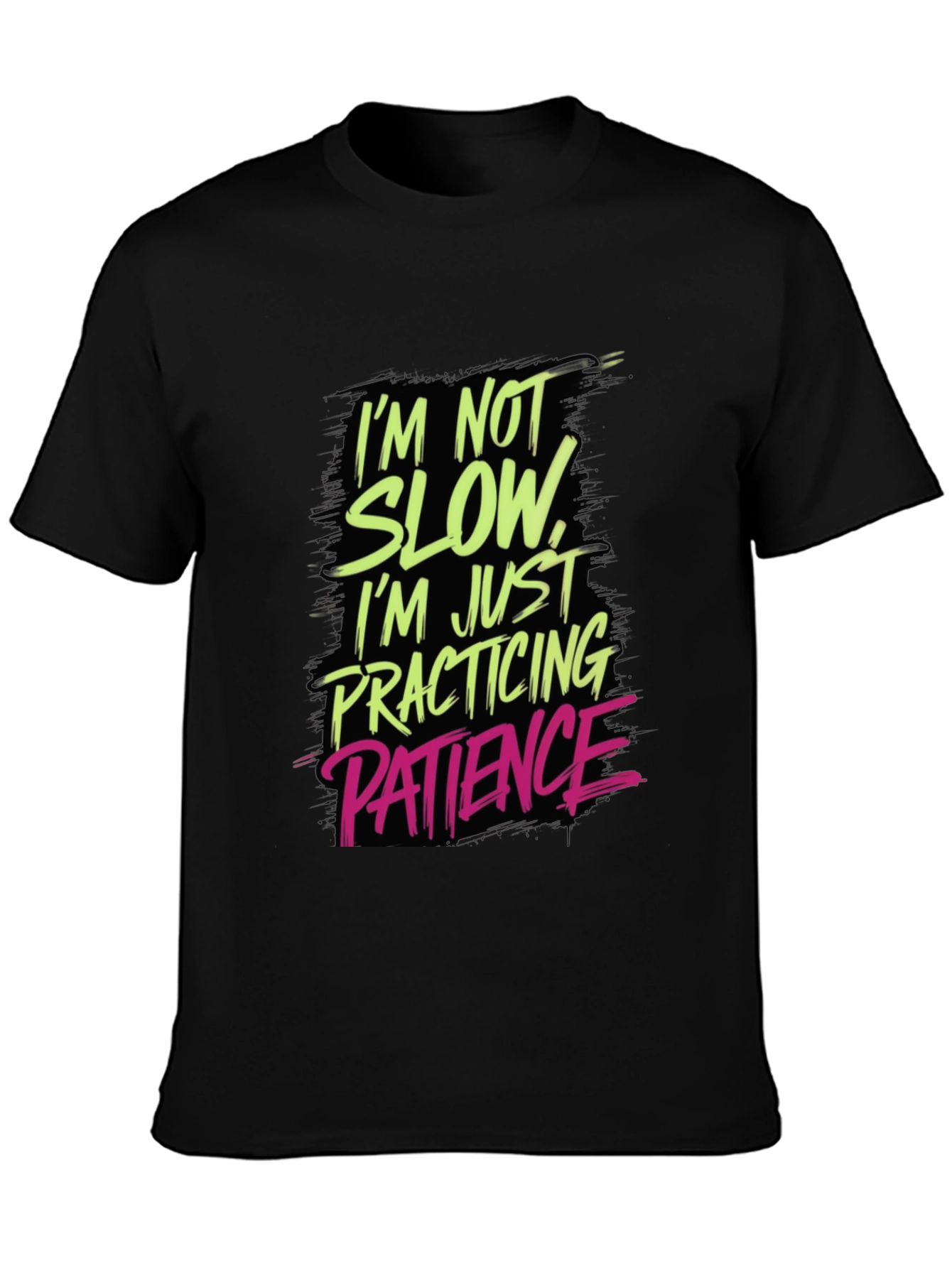 Funny Patience Practice Tee - Black Cotton Blend
