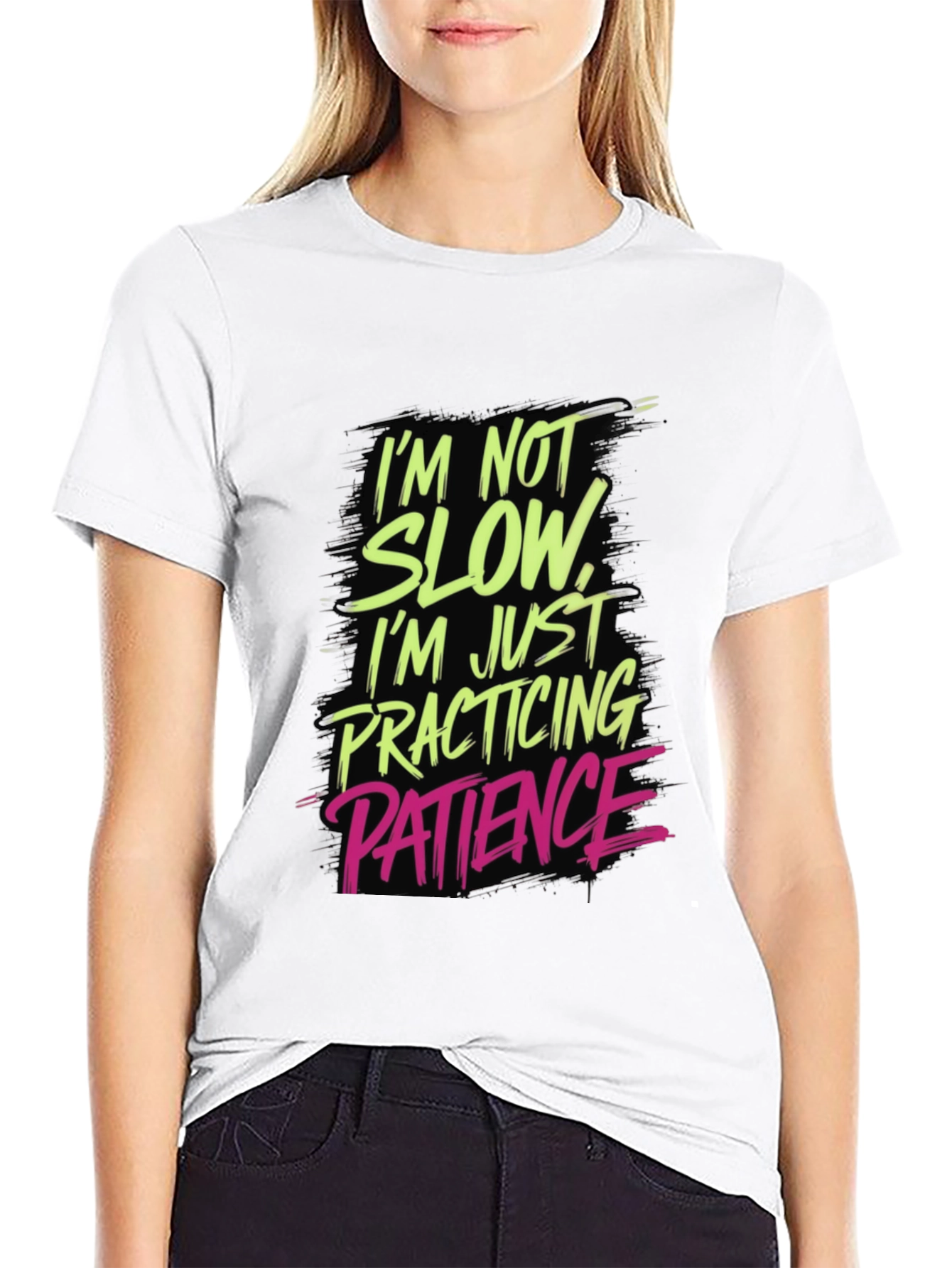 Funny Patience Practice Tee - Black Cotton Blend