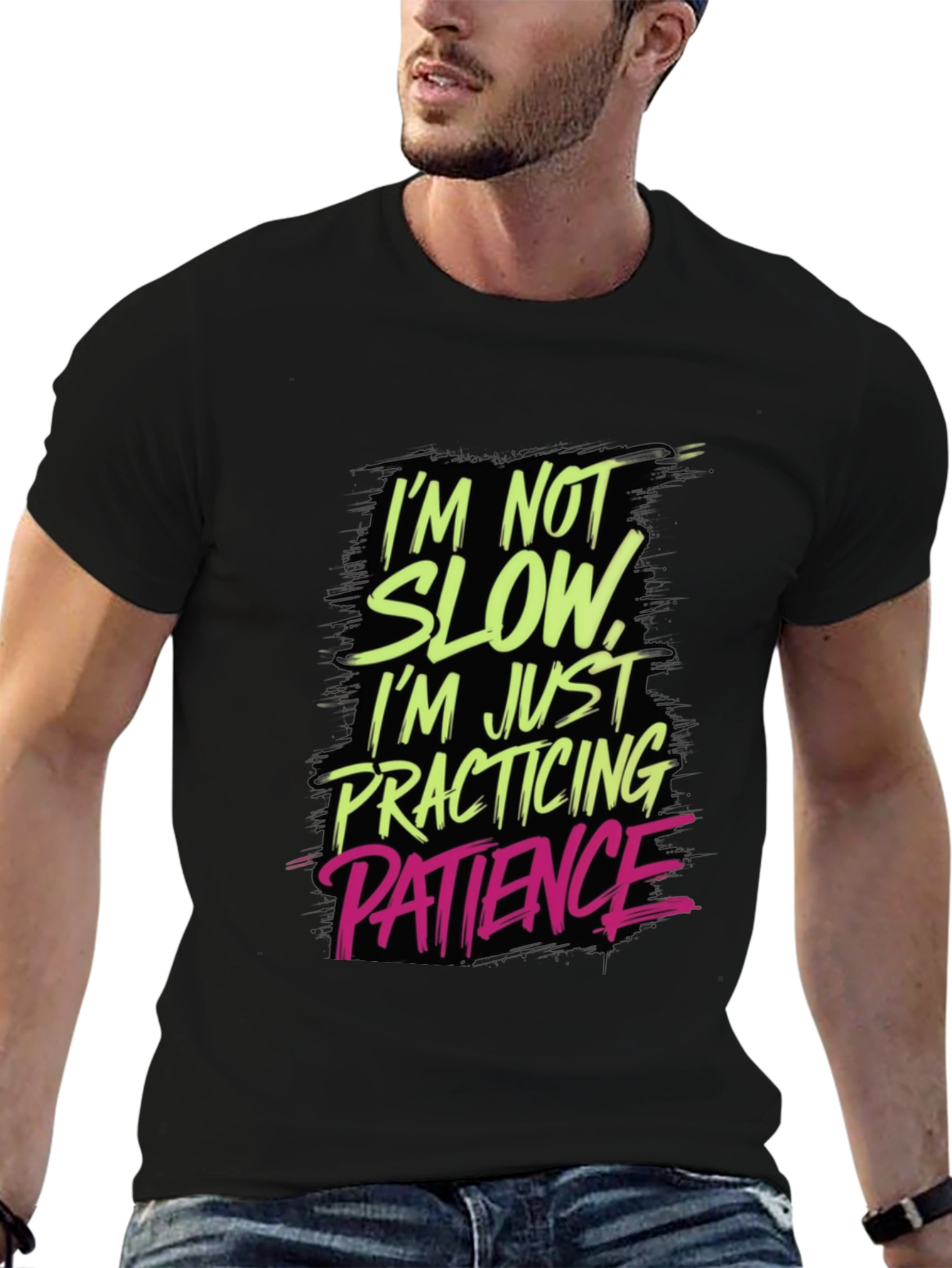 Funny Patience Practice Tee - Black Cotton Blend