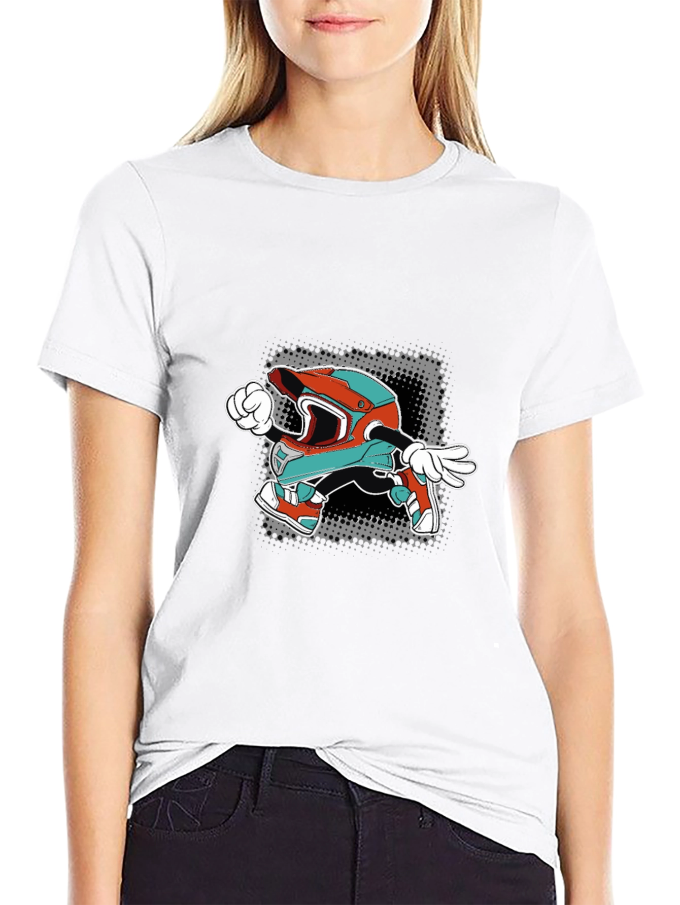 Cartoon Helmet Graphic Tee