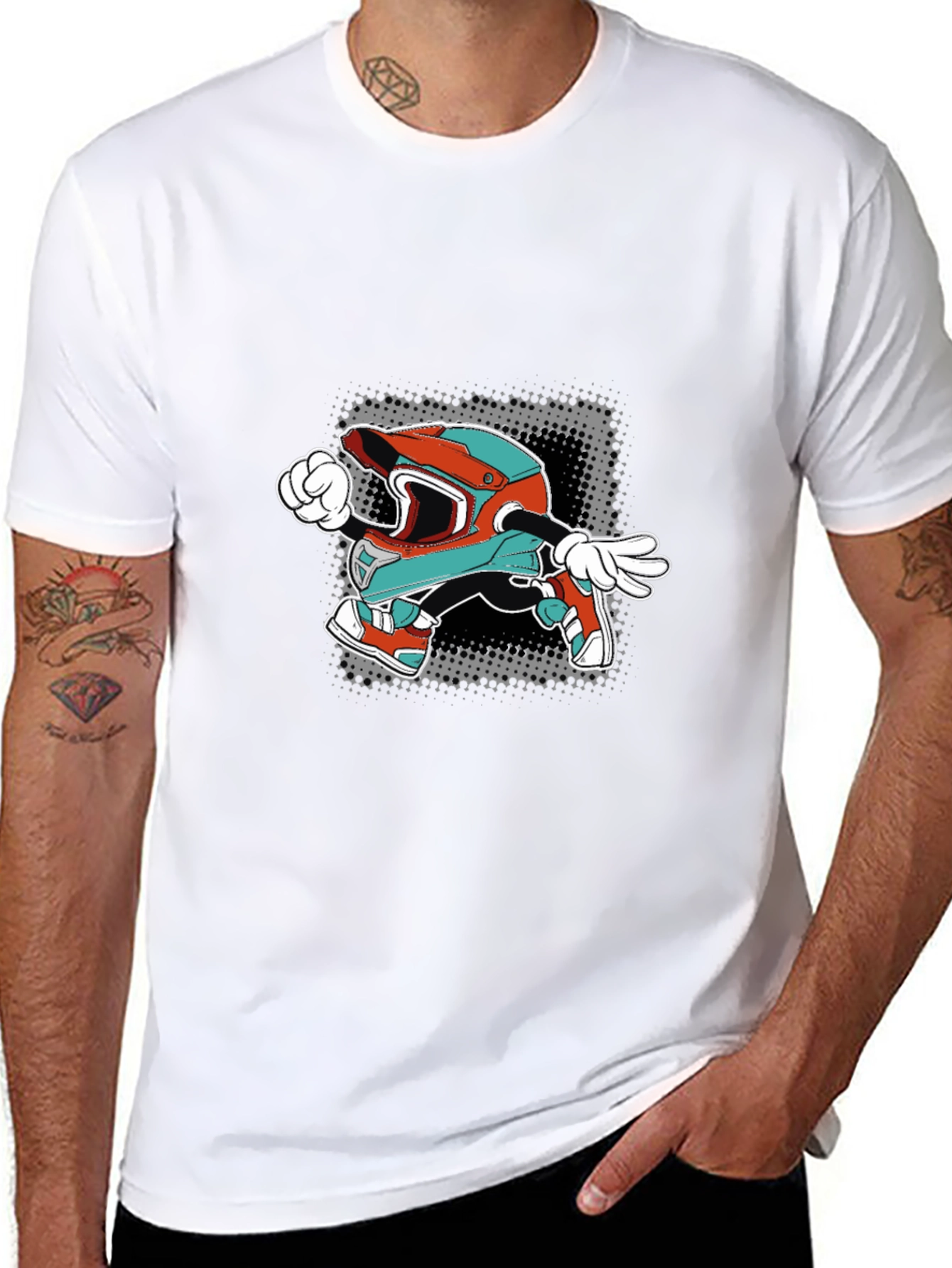 Cartoon Helmet Graphic Tee