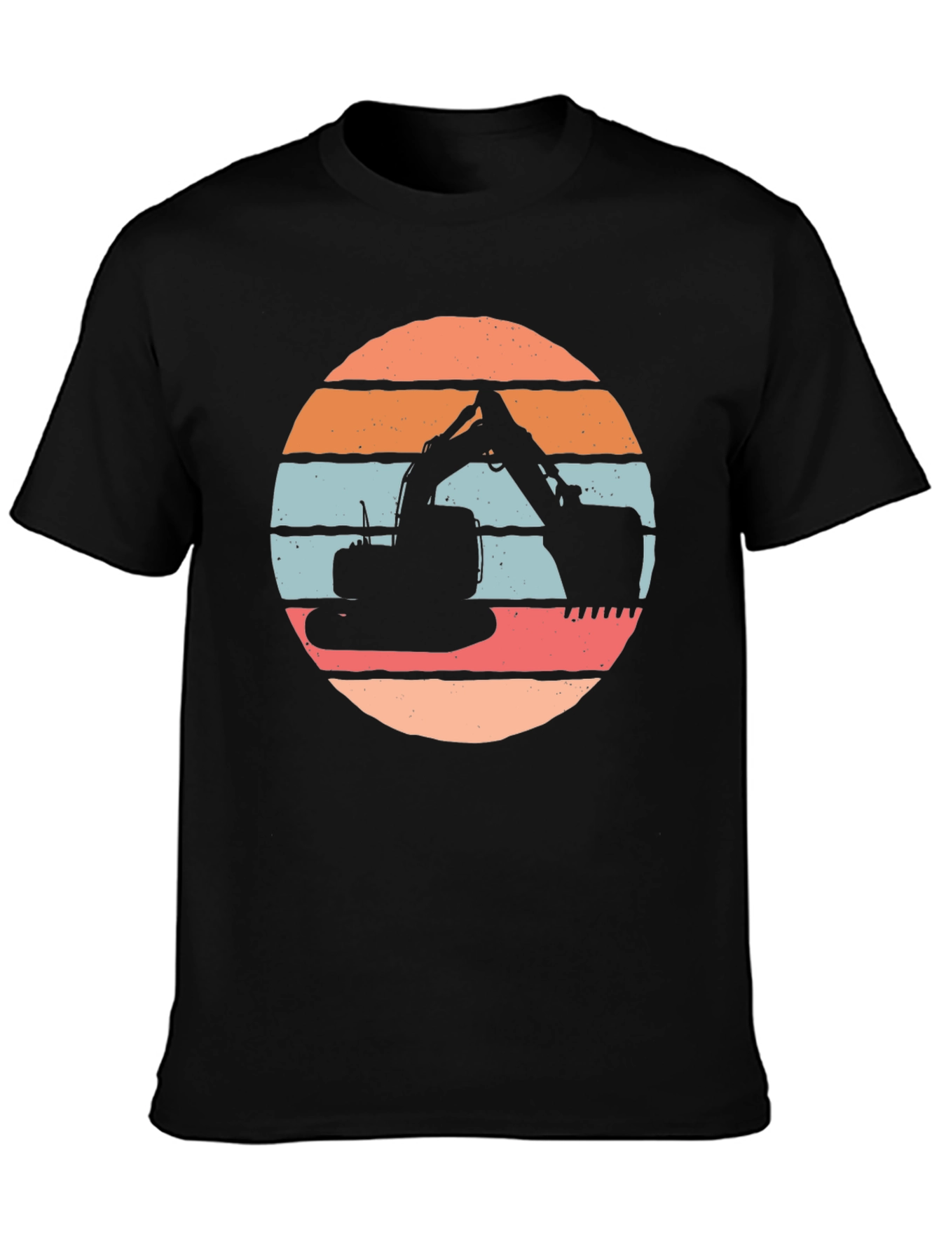 Excavator Sunset Graphic Tee - Construction Crew Shirt
