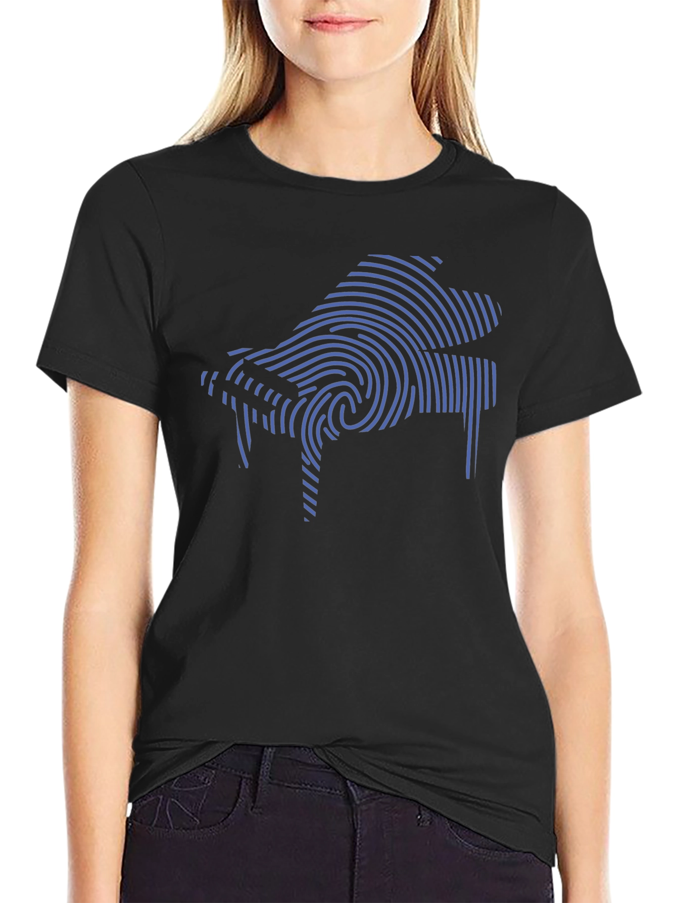 Piano Fingerprint Graphic Tee - Soft Cotton Blend