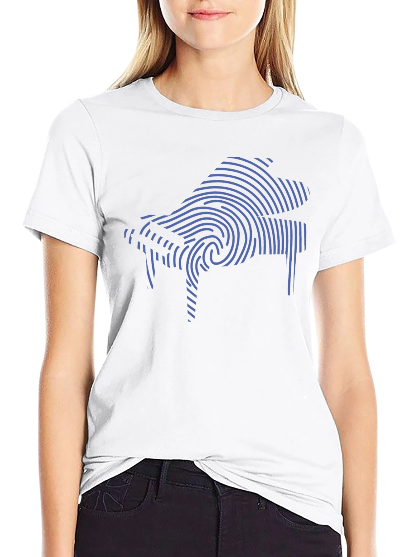 Piano Fingerprint Graphic Tee - Soft Cotton Blend