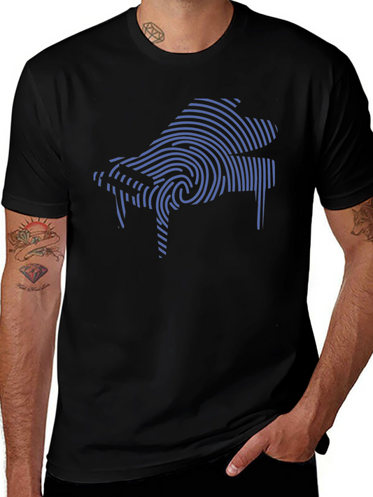 Piano Fingerprint Graphic Tee - Soft Cotton Blend