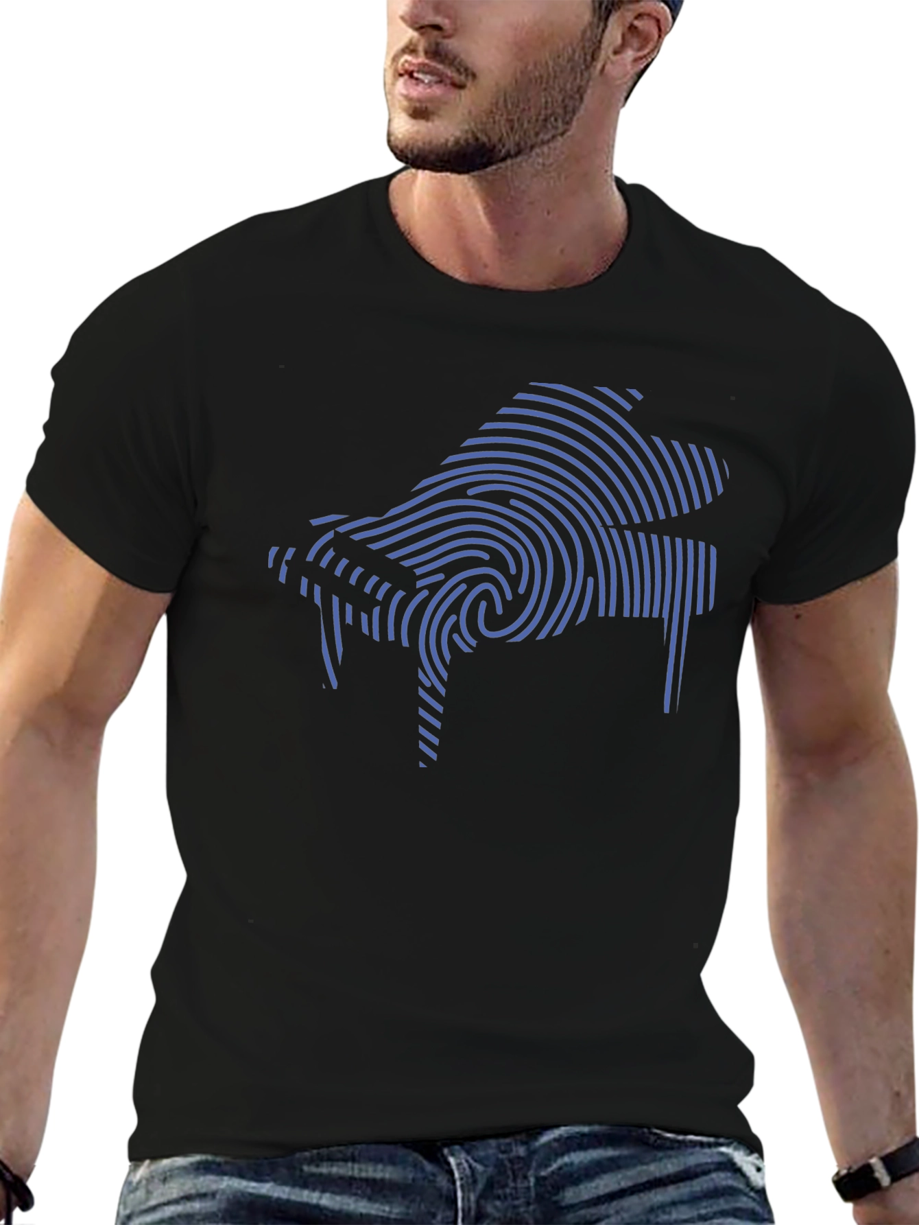 Piano Fingerprint Graphic Tee - Soft Cotton Blend