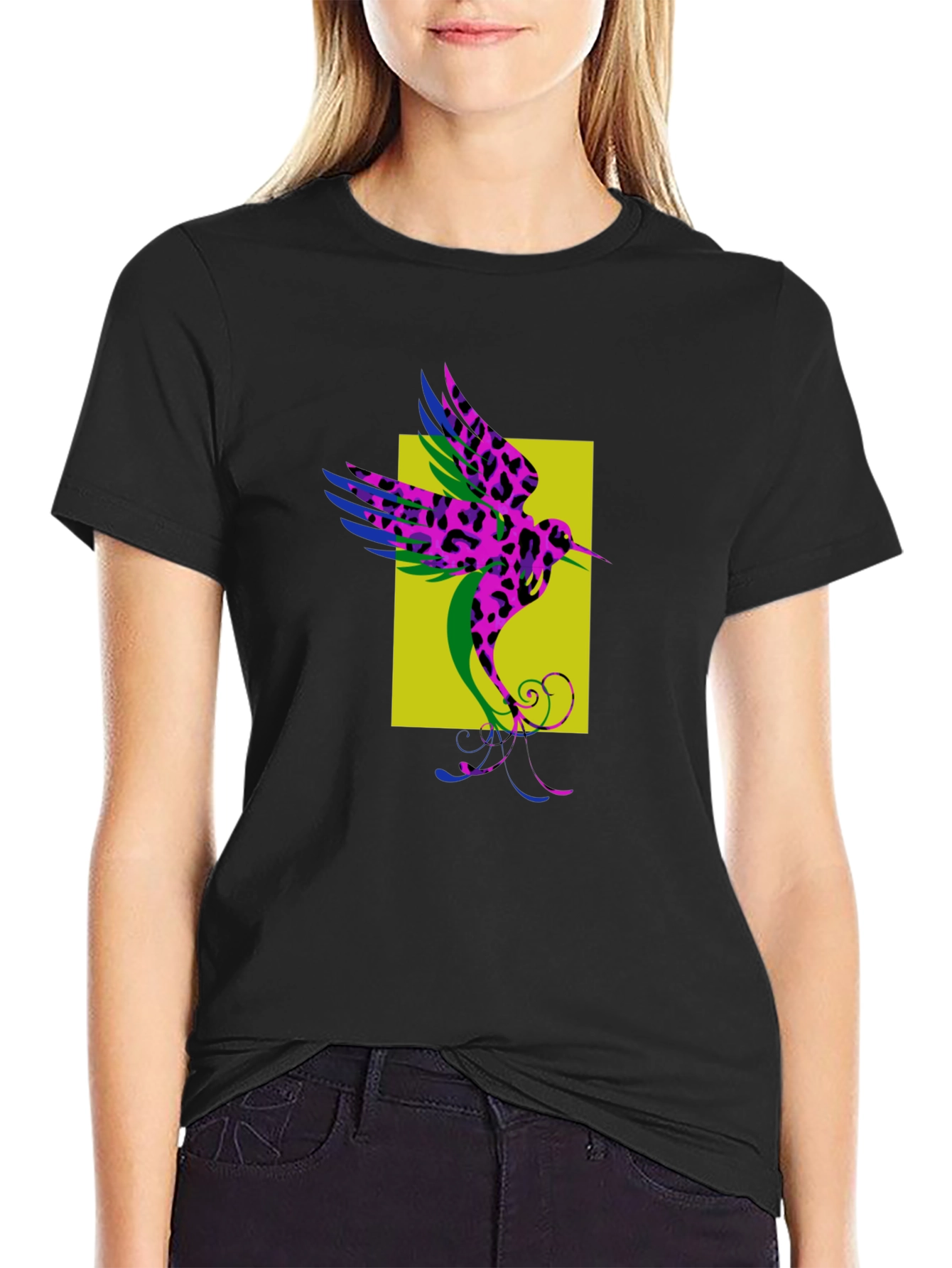 Hummingbird Print Crew Neck T-Shirt