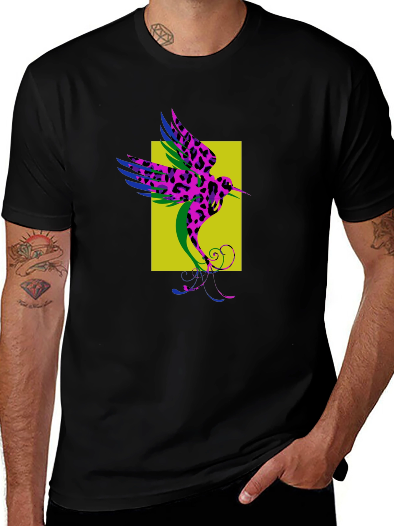 Hummingbird Print Crew Neck T-Shirt