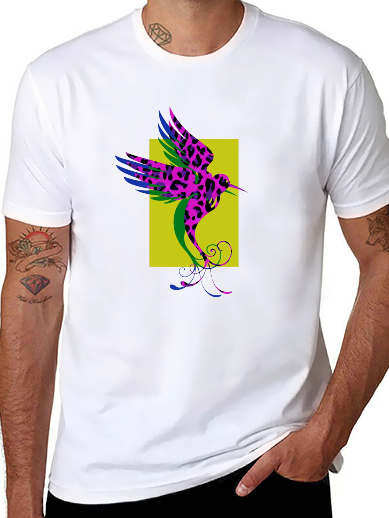 Hummingbird Print Crew Neck T-Shirt