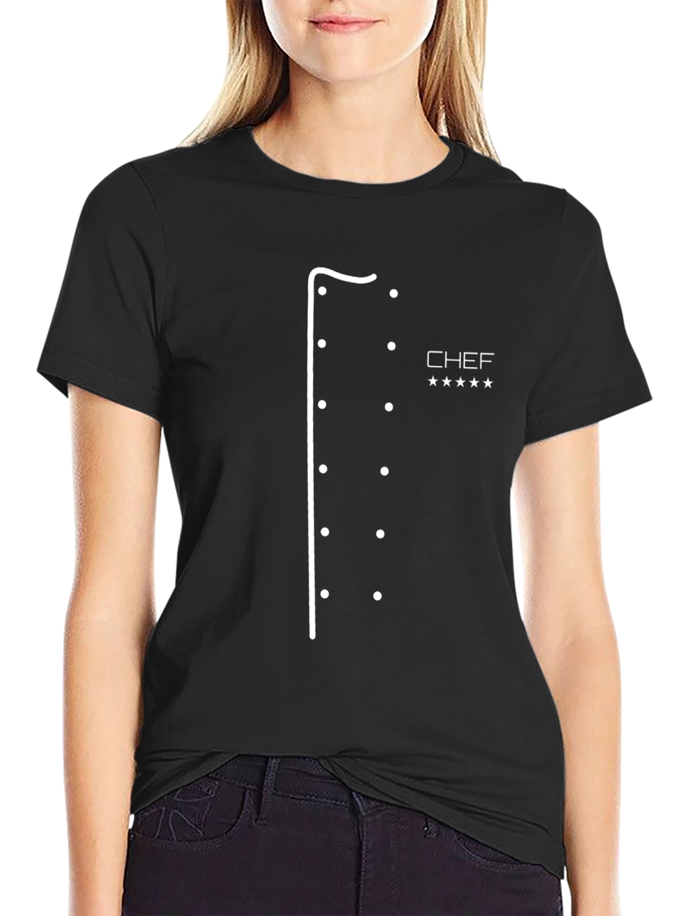 Chef T-Shirt - Black with Chef Coat Design