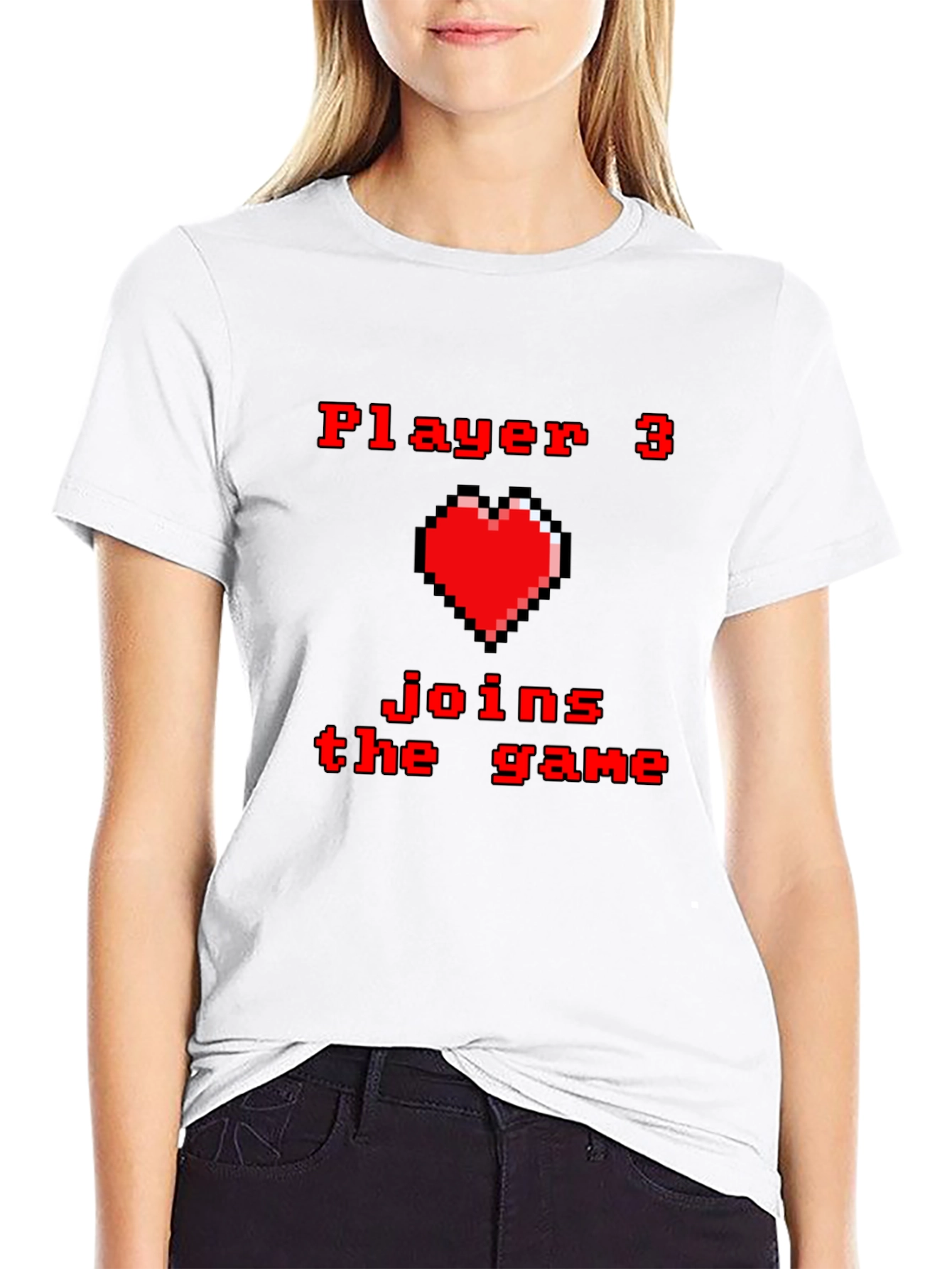 Player 3 Joins the Game T-Shirt - Pixel Heart