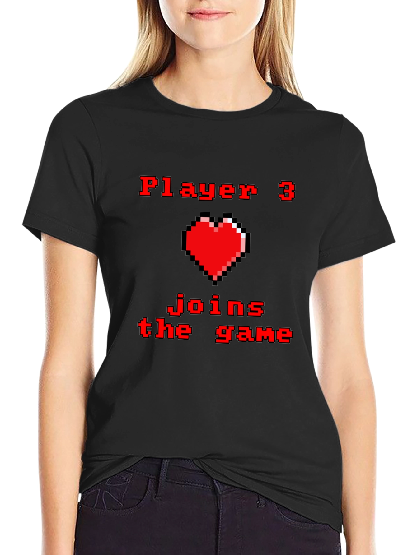 Player 3 Joins the Game T-Shirt - Pixel Heart