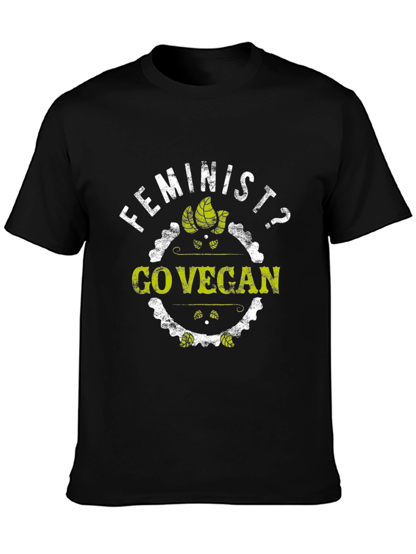 Feminist Go Vegan T-Shirt - Black Graphic Tee