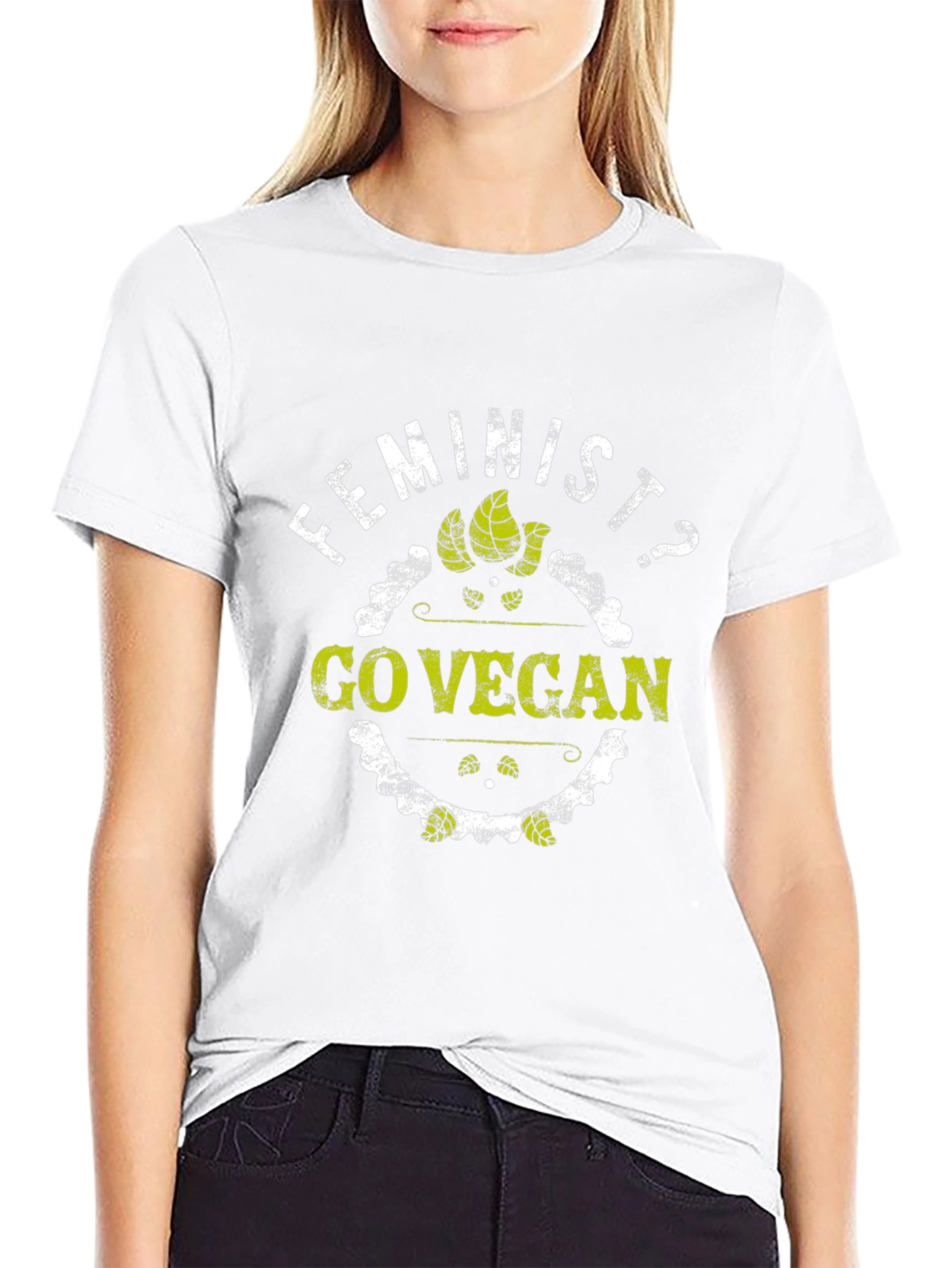 Feminist Go Vegan T-Shirt - Black Graphic Tee