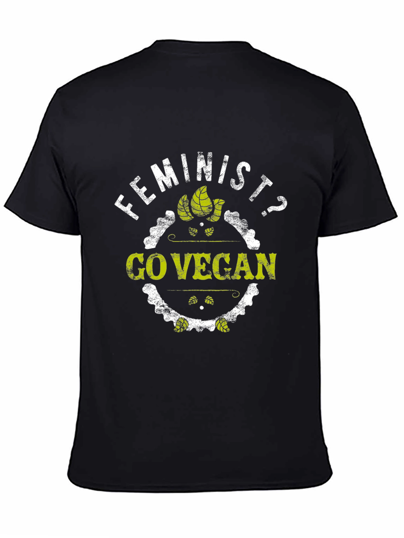 Feminist Go Vegan T-Shirt - Black Graphic Tee