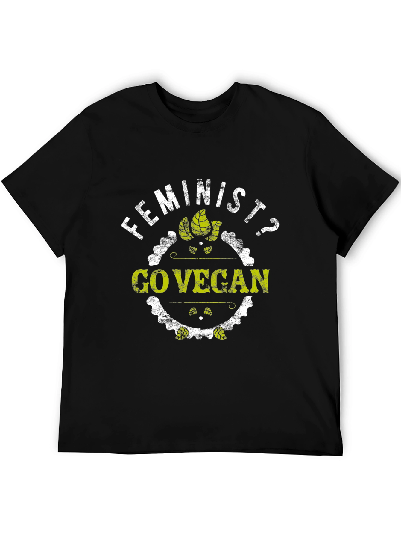 Feminist Go Vegan T-Shirt - Black Graphic Tee