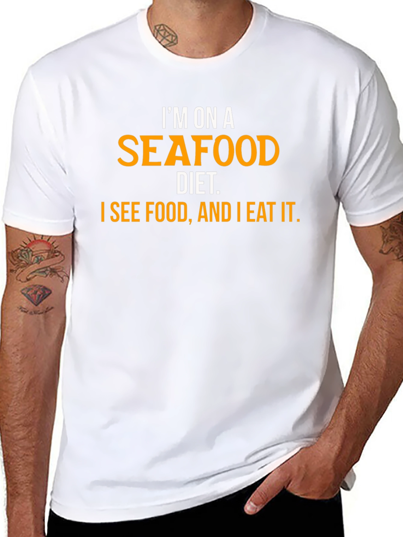 Seafood Diet Black Graphic T-Shirt