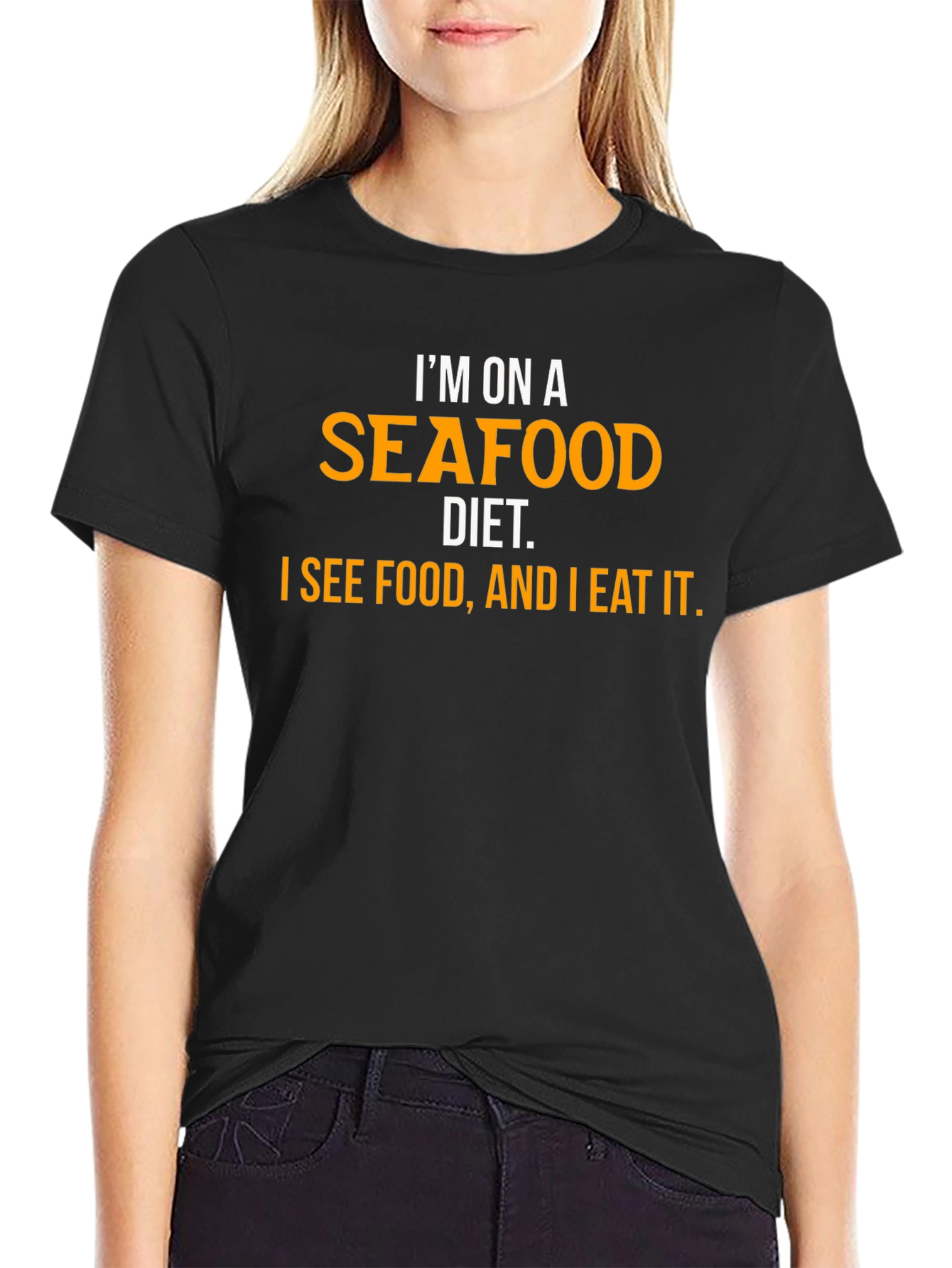 Seafood Diet Black Graphic T-Shirt