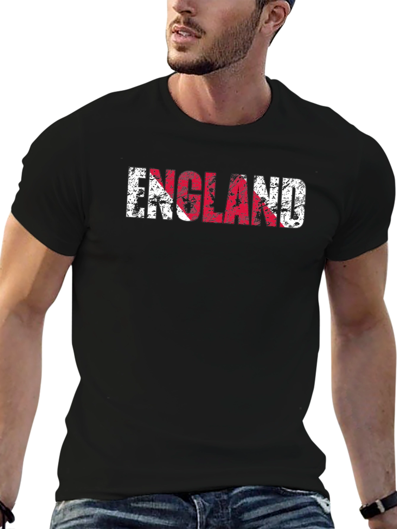 England Flag Distressed Graphic T-Shirt