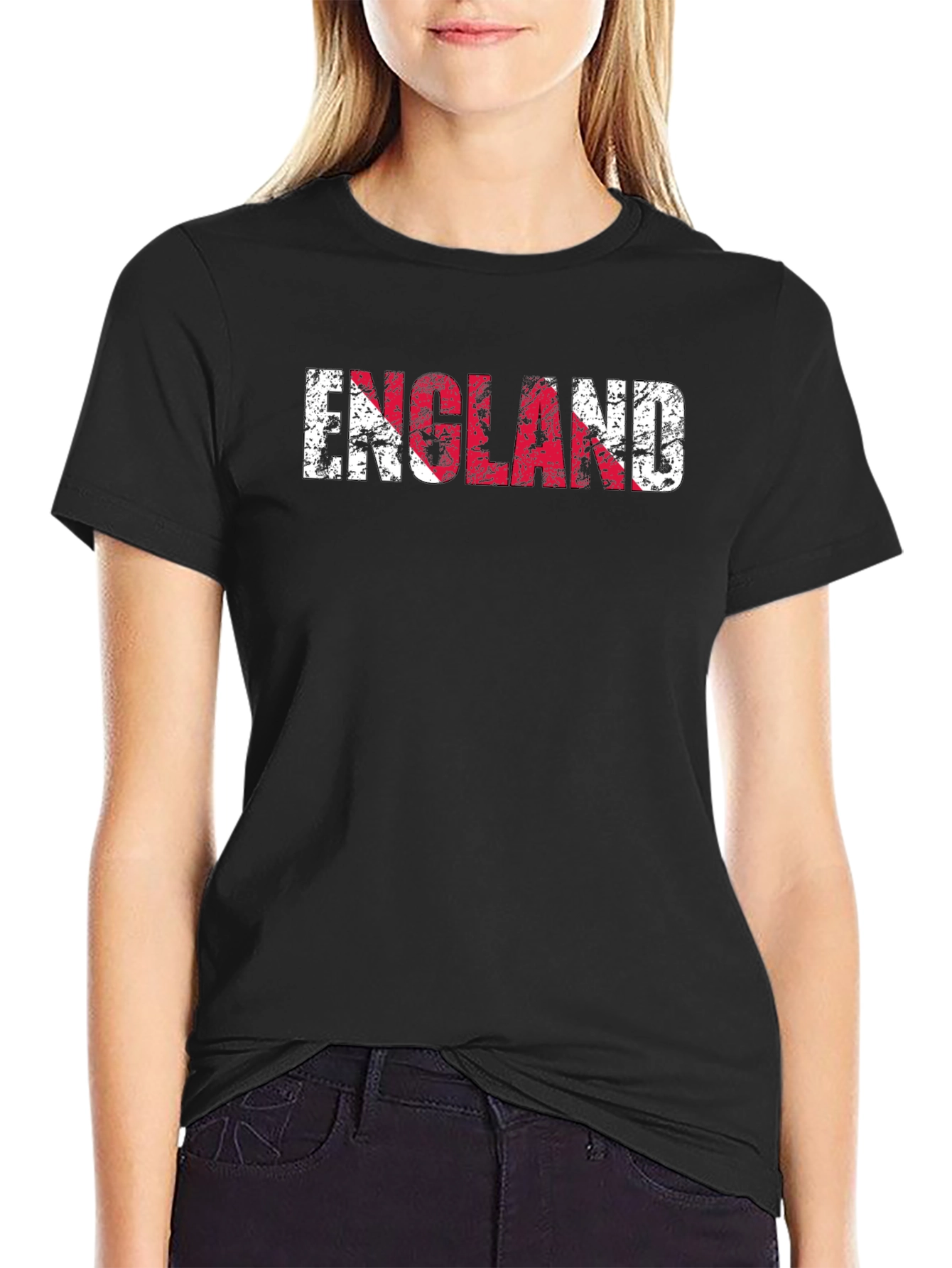 England Flag Distressed Graphic T-Shirt