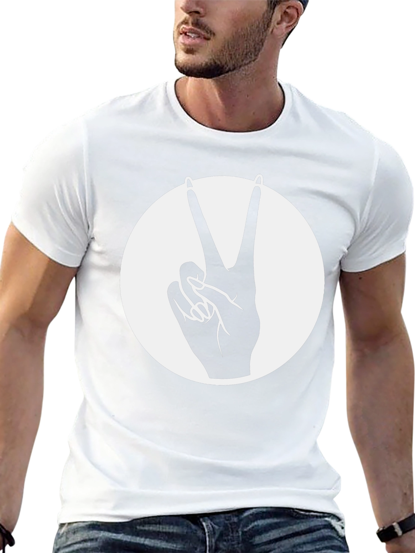 Peace Sign Graphic Tee - Black Cotton Blend