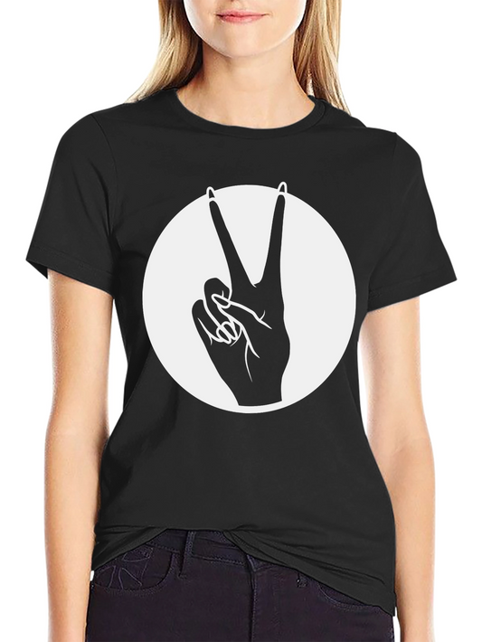 Peace Sign Graphic Tee - Black Cotton Blend