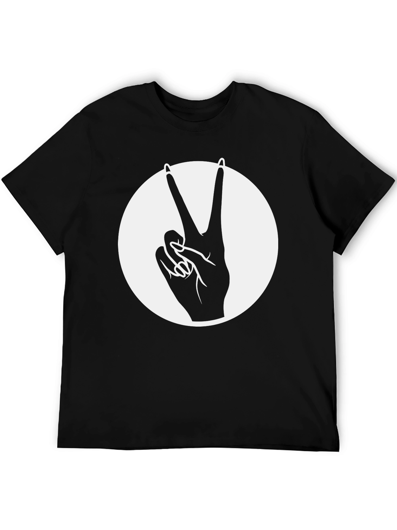 Peace Sign Graphic Tee - Black Cotton Blend