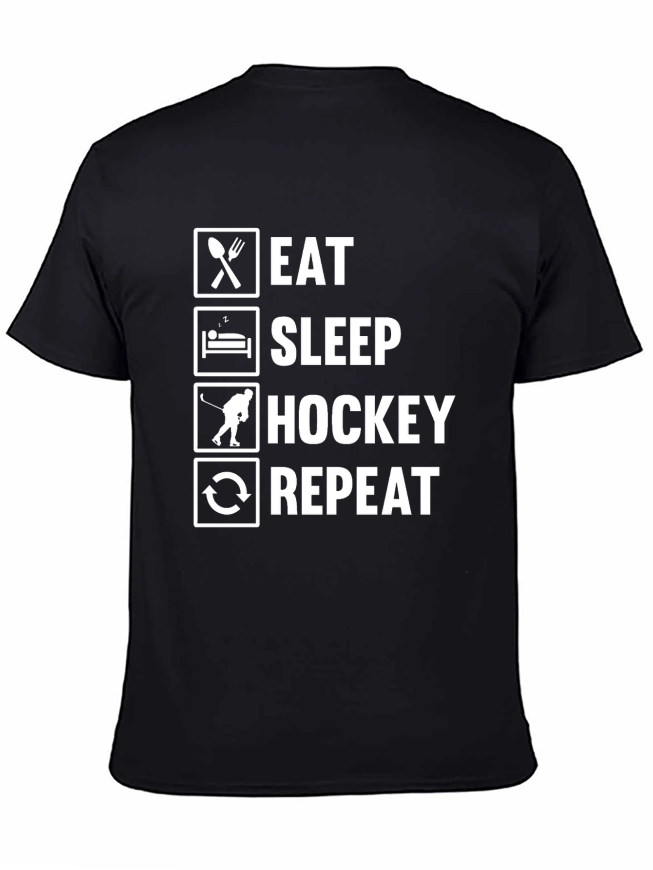 Eat Sleep Hockey Repeat Black T-Shirt