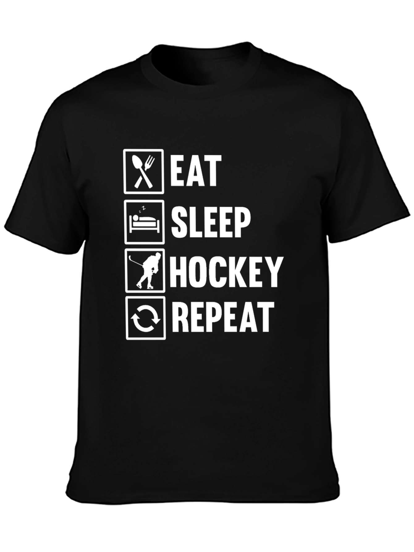 Eat Sleep Hockey Repeat Black T-Shirt