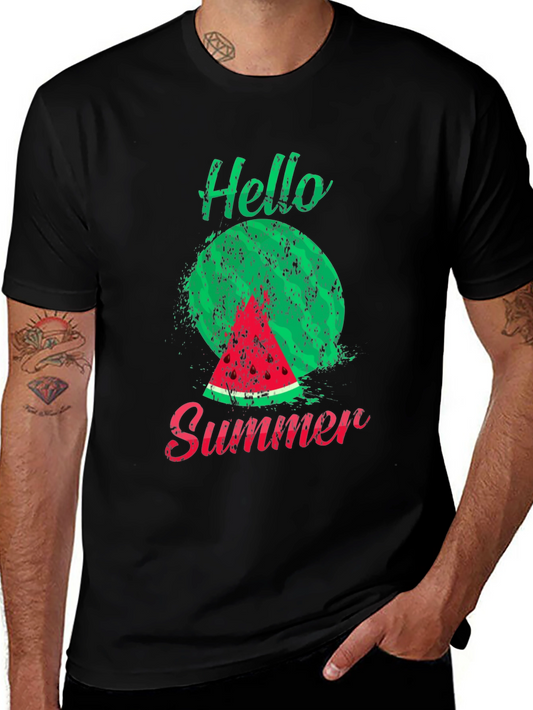 Hello Summer Watermelon Graphic Tee - Black