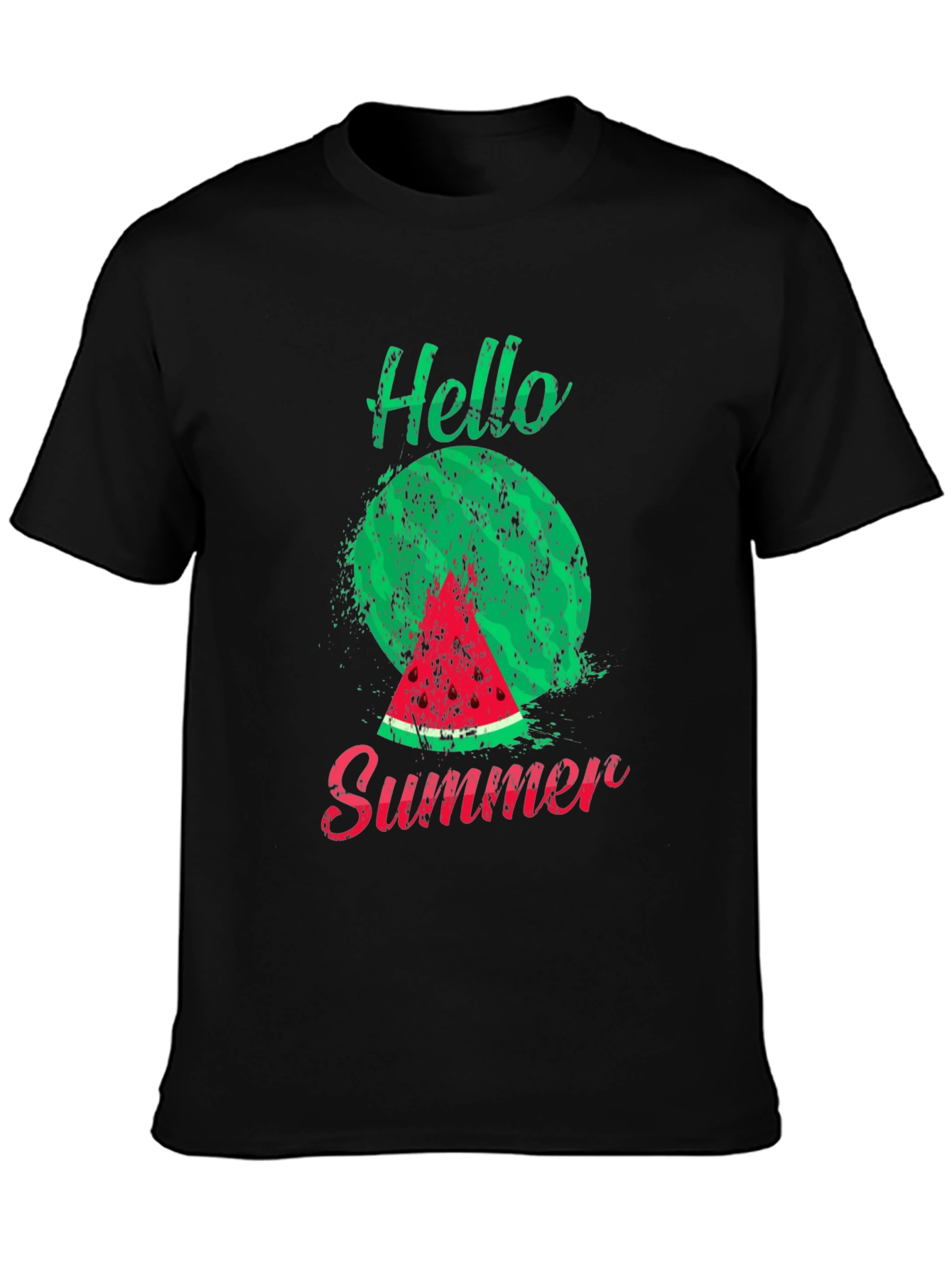 Hello Summer Watermelon Graphic Tee - Black
