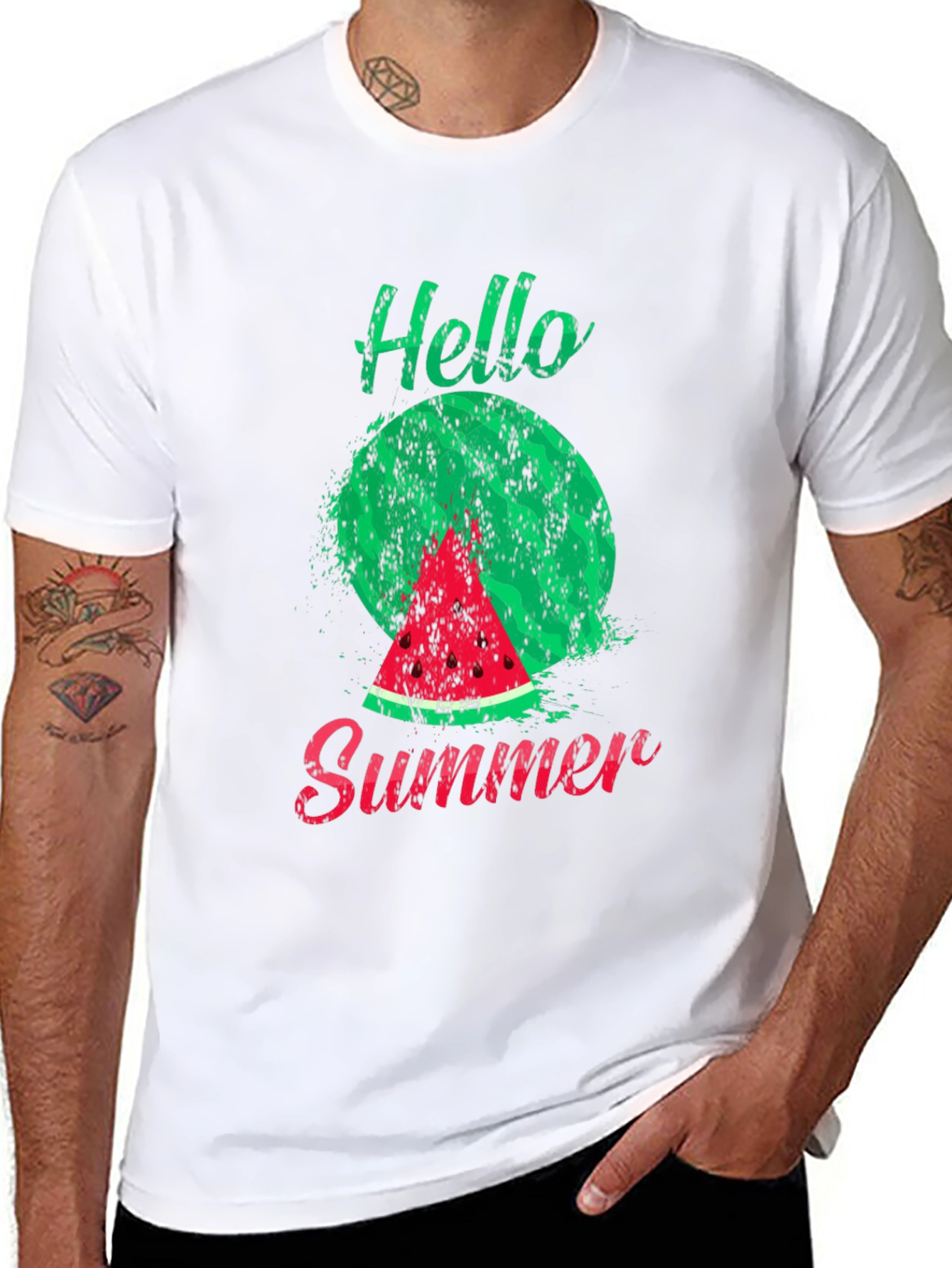 Hello Summer Watermelon Graphic Tee - Black