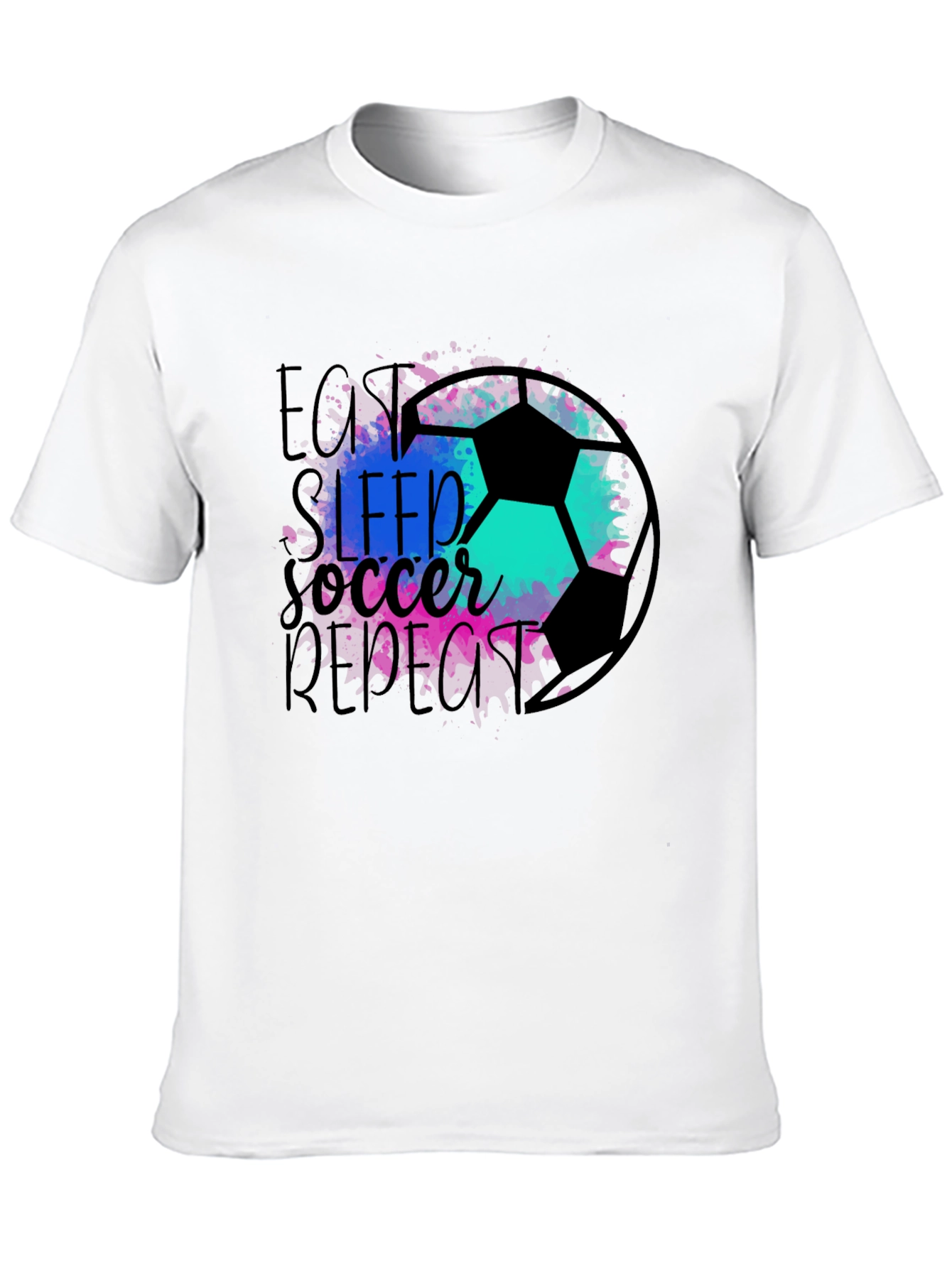 Eat Sleep Soccer Repeat Black Graphic Tee
