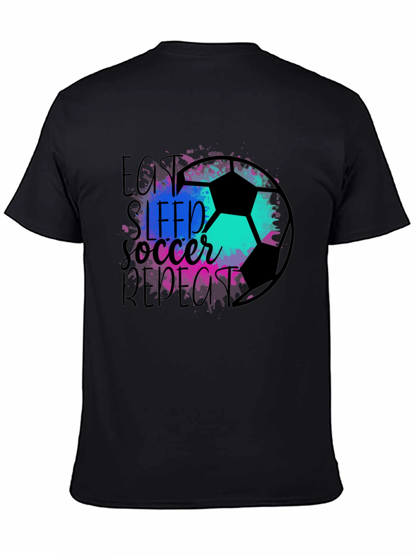 Eat Sleep Soccer Repeat Black Graphic Tee
