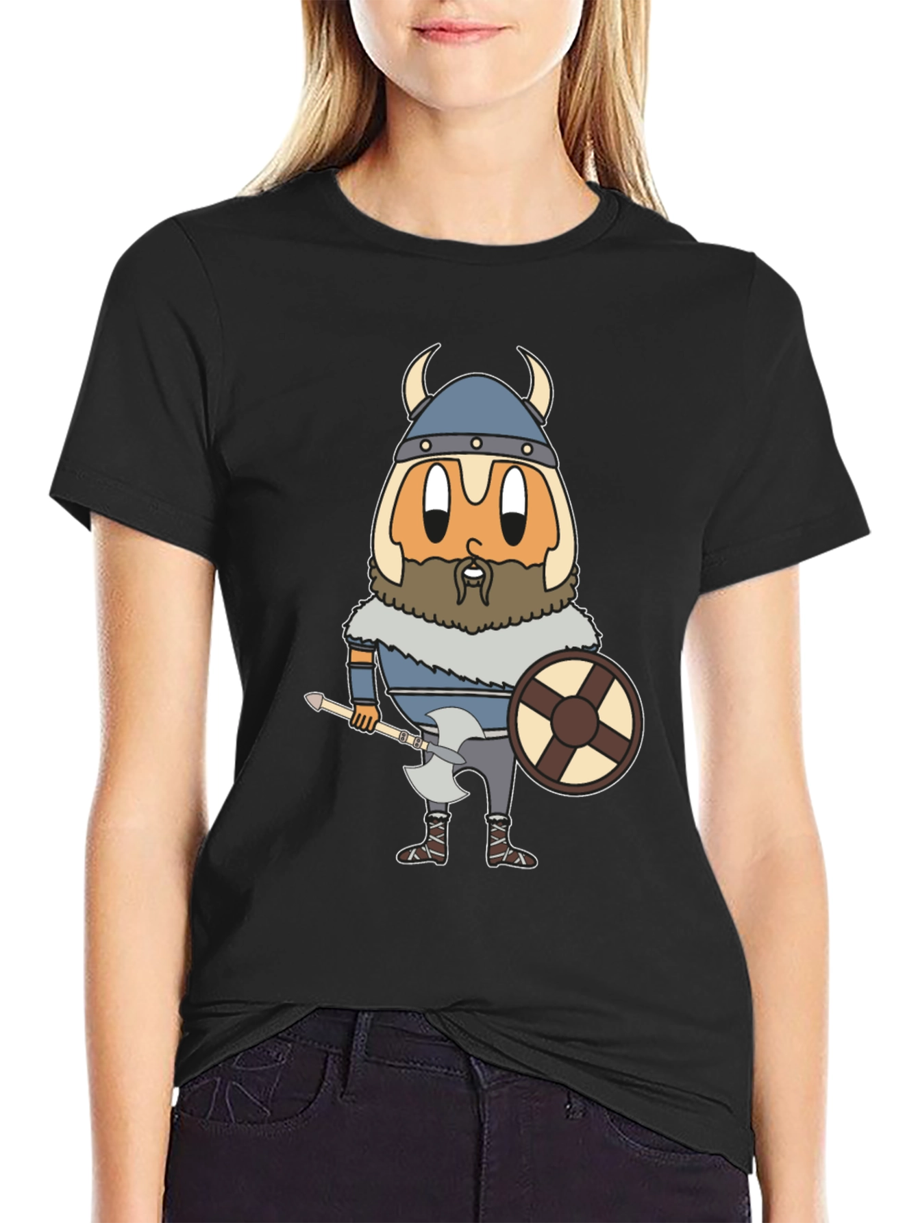 Viking Egg Cartoon Graphic Tee - Funny & Unique!