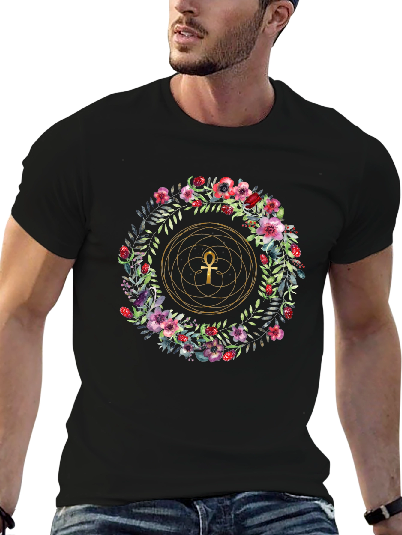 Floral Ankh T-Shirt