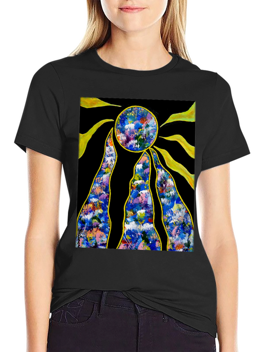 Abstract Sun Graphic Black T-Shirt