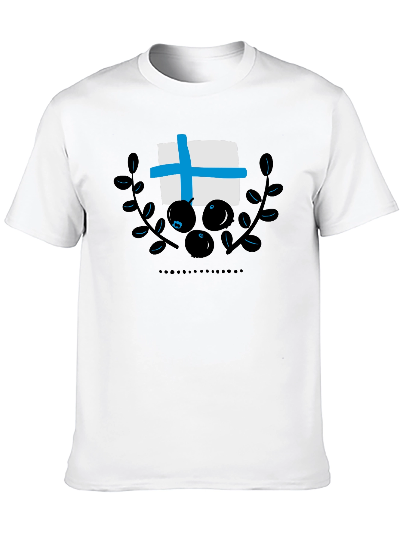 Finland Flag Blueberry Black T-Shirt
