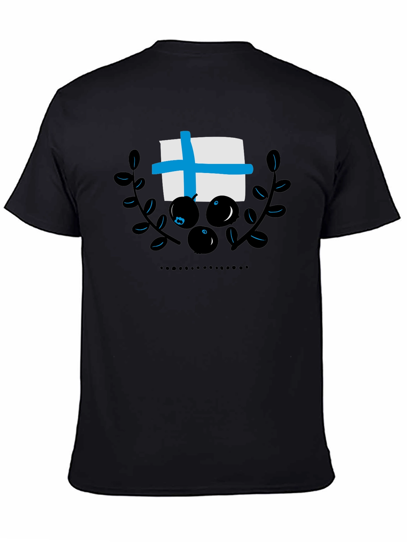 Finland Flag Blueberry Black T-Shirt