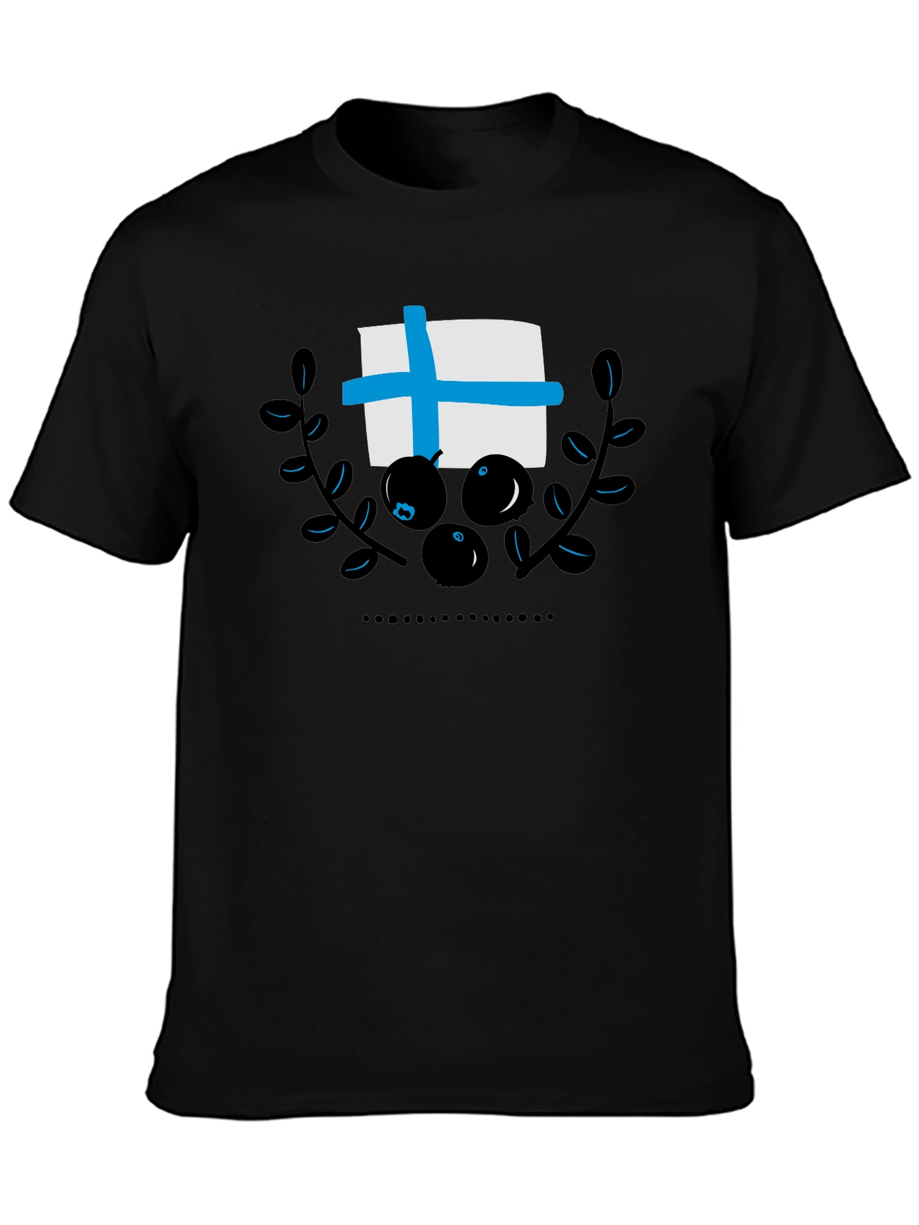 Finland Flag Blueberry Black T-Shirt