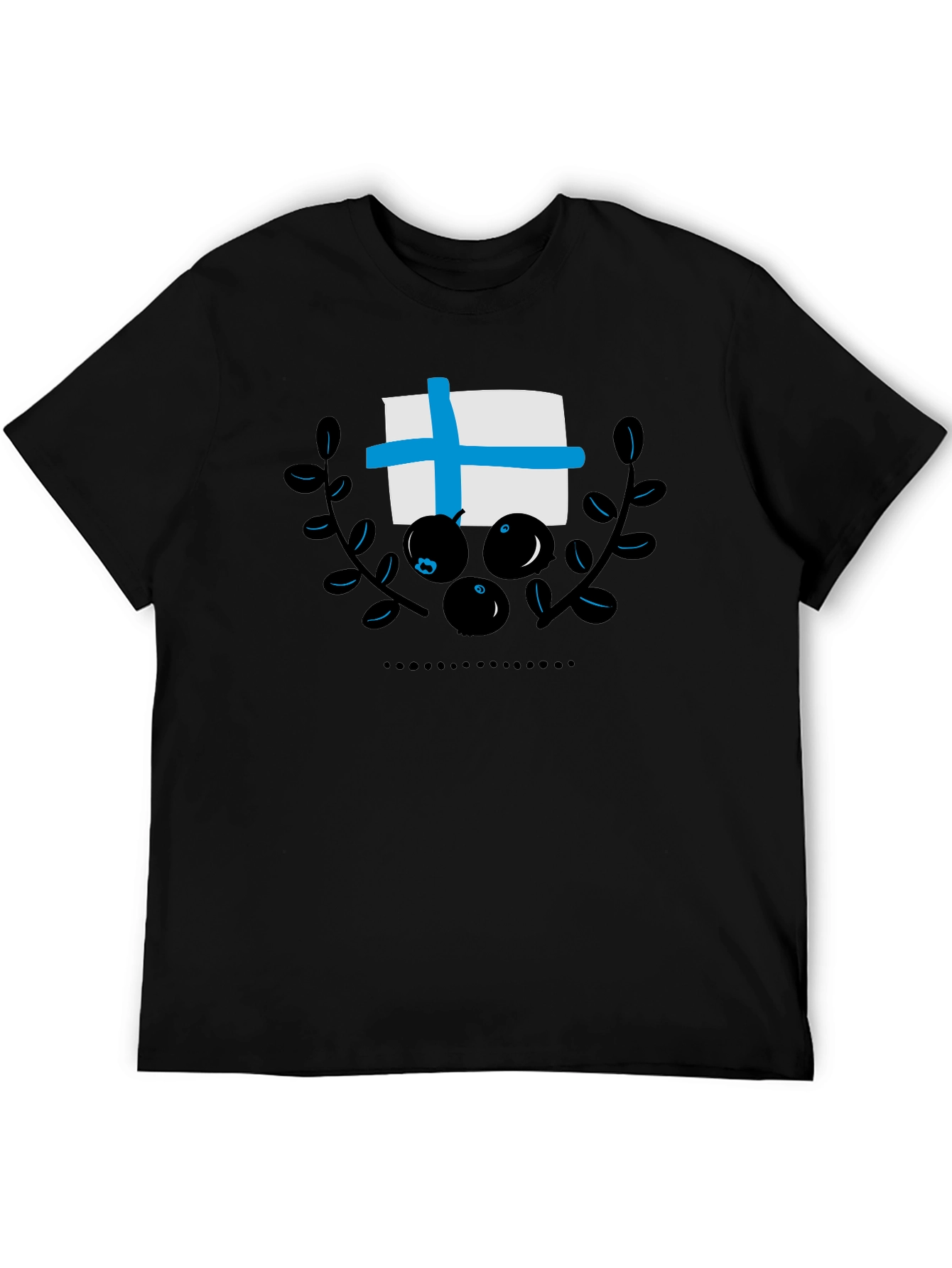Finland Flag Blueberry Black T-Shirt