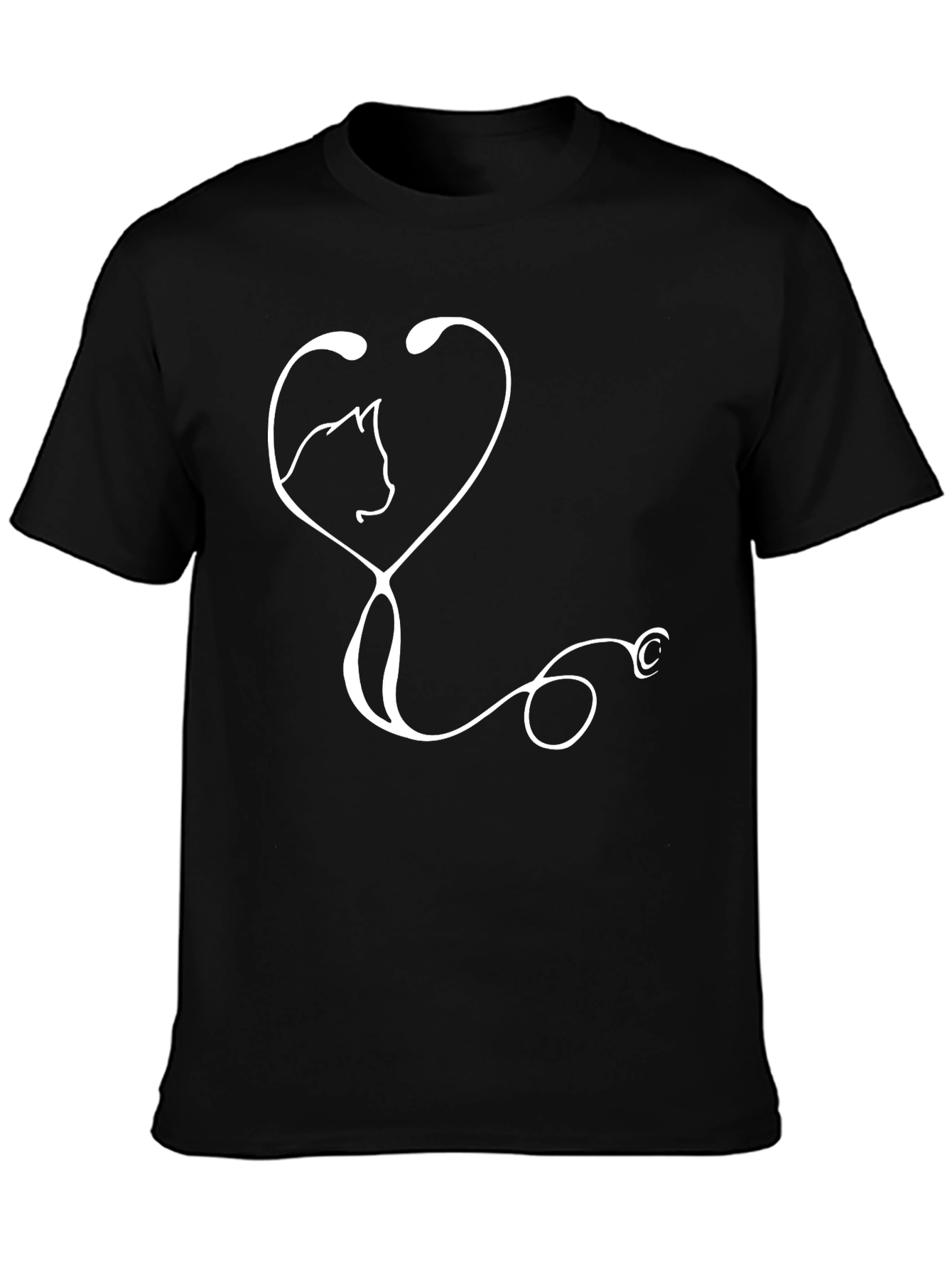 Veterinarian Cat Stethoscope Graphic T-Shirt