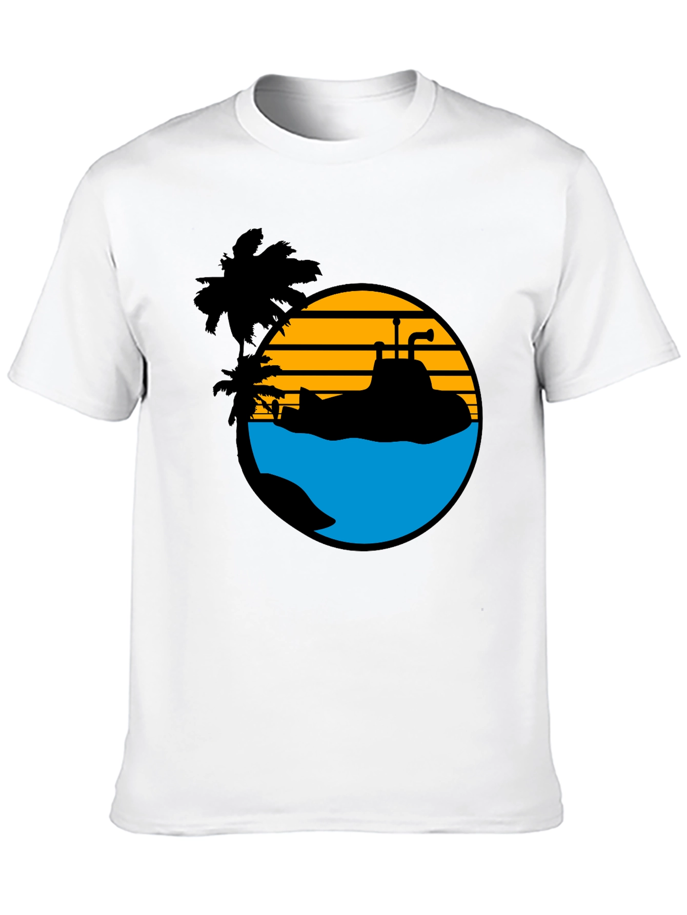 Retro Submarine T-Shirt - Tropical Beach Vibes