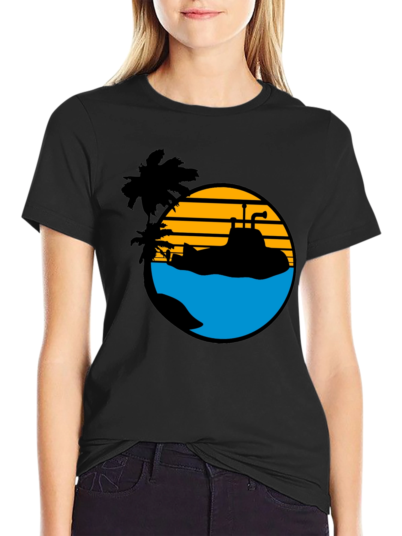 Retro Submarine T-Shirt - Tropical Beach Vibes