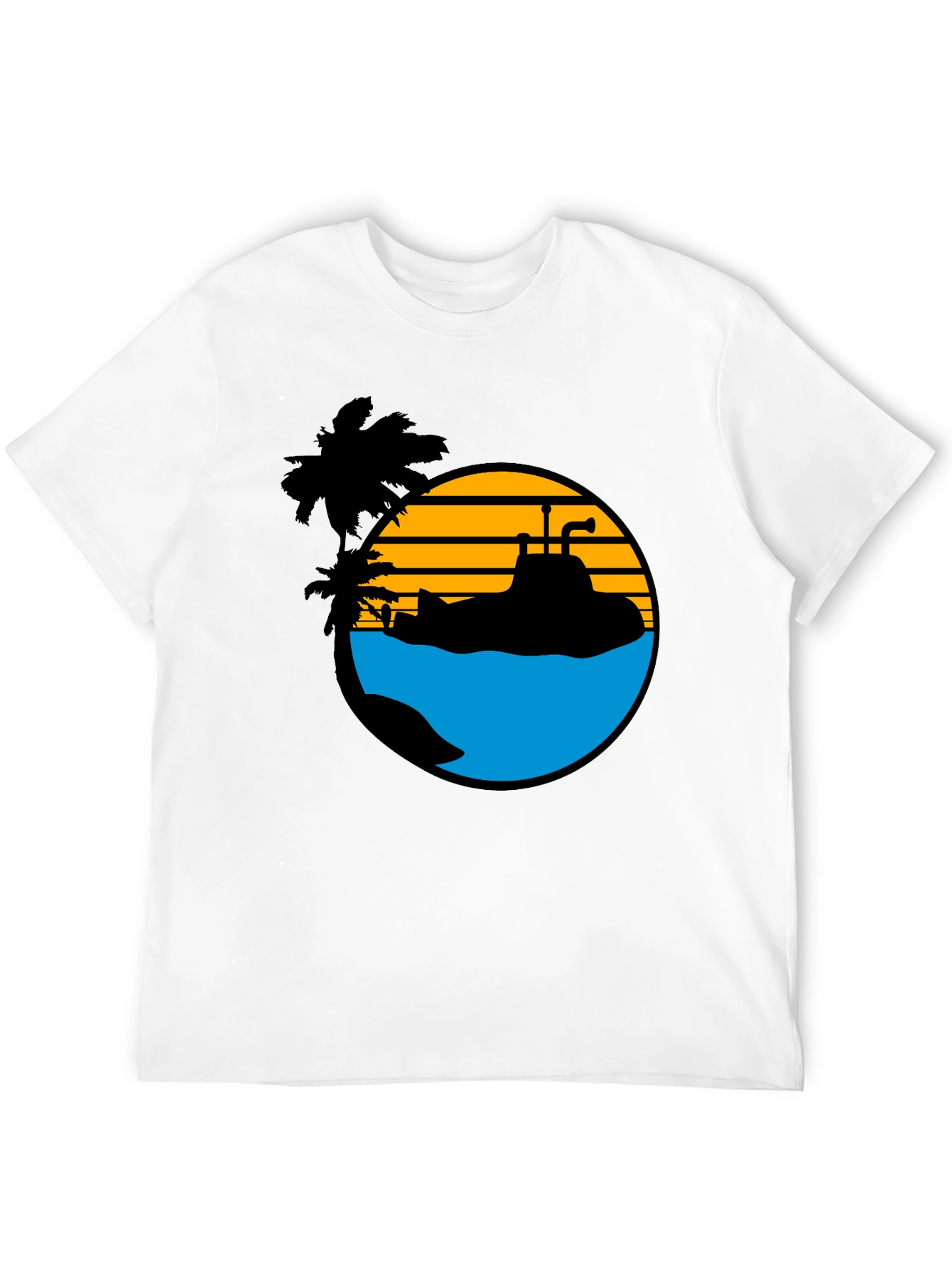 Retro Submarine T-Shirt - Tropical Beach Vibes