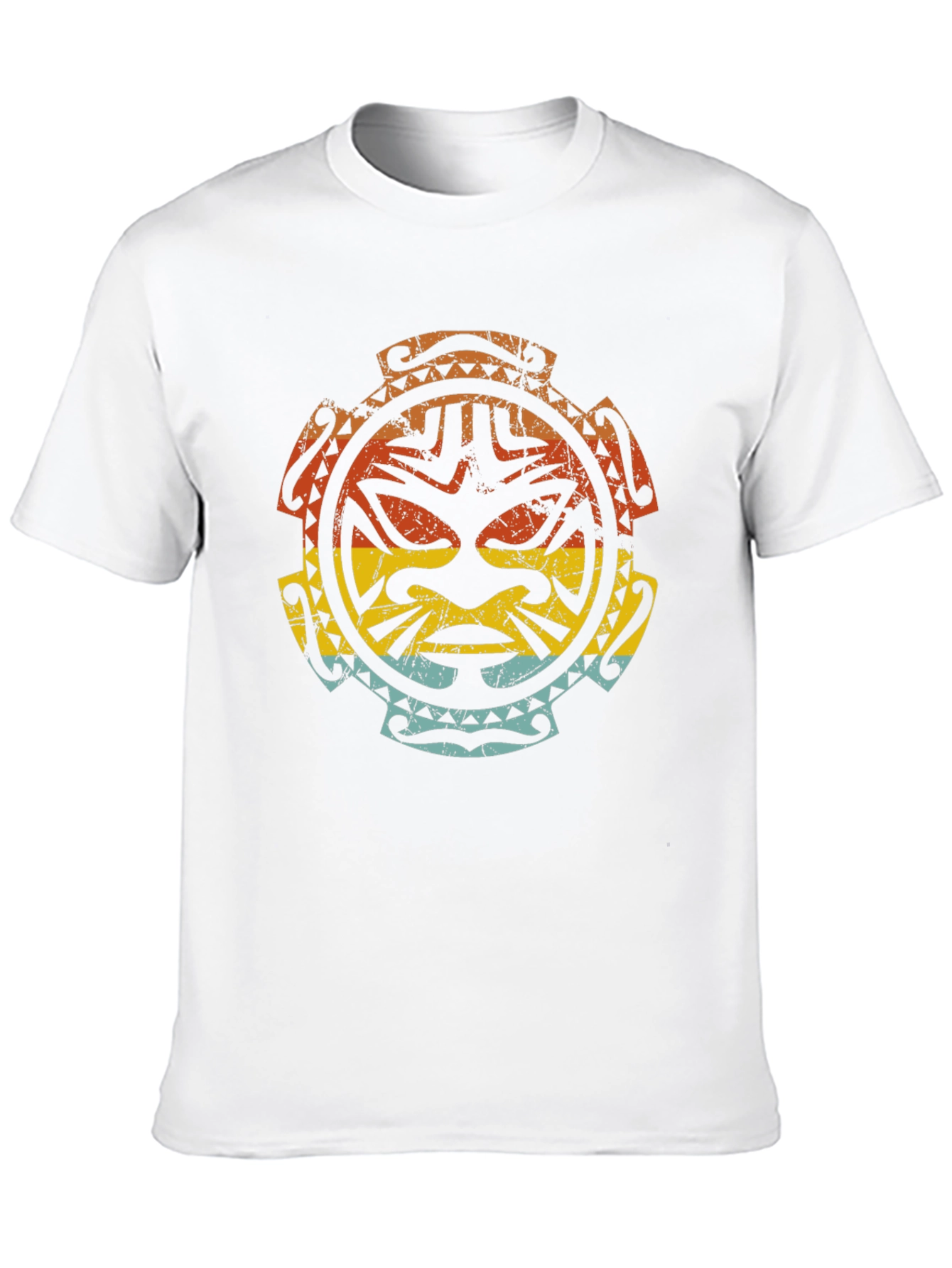 Tribal Mask Graphic Tee - Retro Style