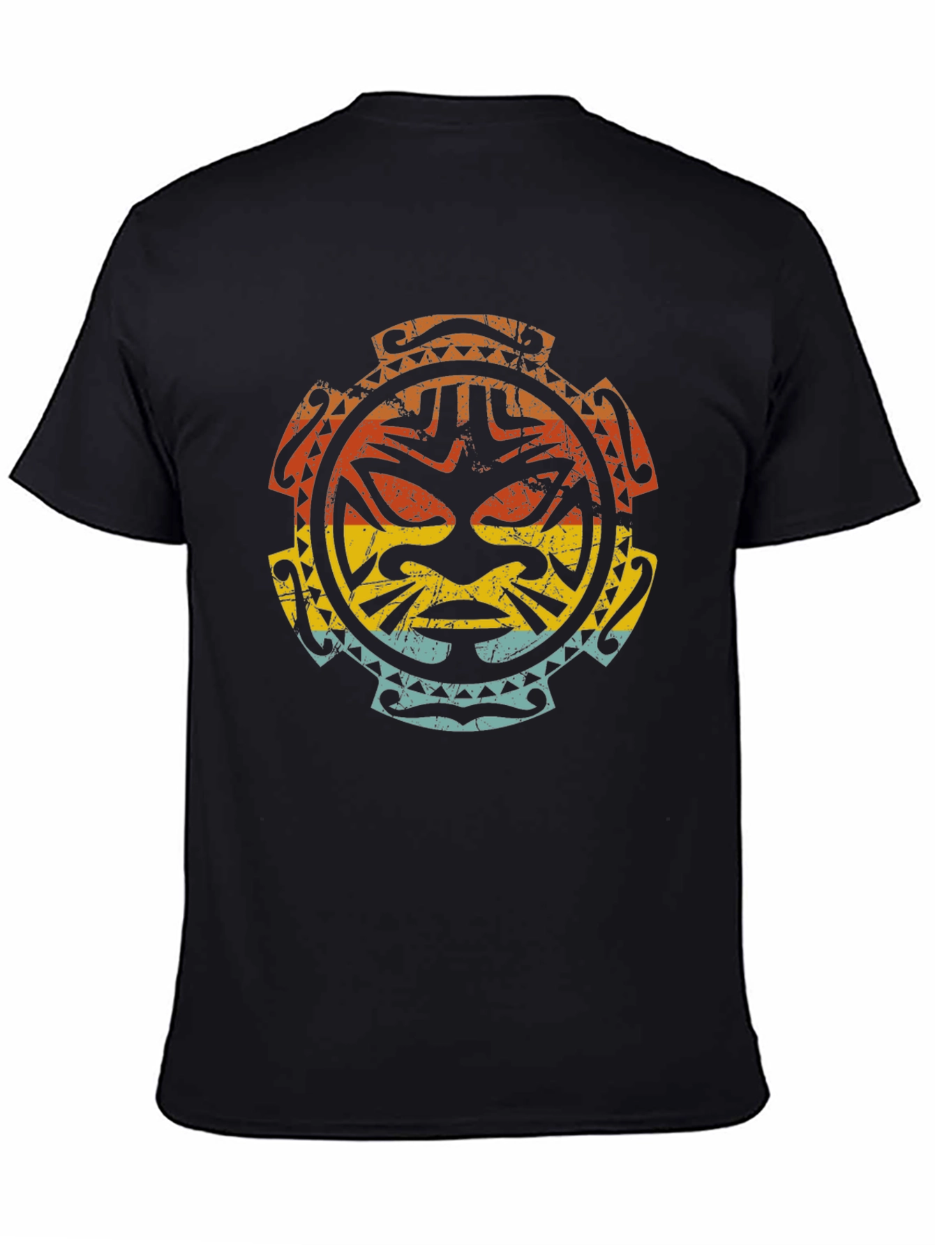 Tribal Mask Graphic Tee - Retro Style