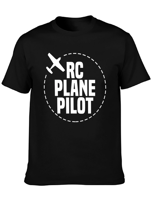 RC Plane Pilot T-Shirt - Black Cotton Tee for Aviation Enthusiasts